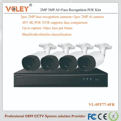 Cámara IP CCTV DVR NVR Kit de grabadora Sistema de reconocimiento facial